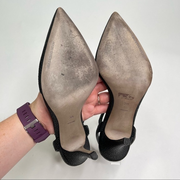 Alexander WANG Lovisa Sexy Black Pebbled Leather Ankle Buckle Pointed Toe Pumps - Picture 12 of 15